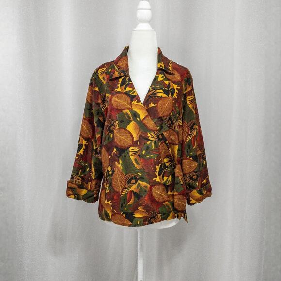 90s foliage crossover wrap blouse - Picture 6 of 6